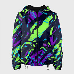 Куртка с капюшоном женская Абстрактный фон со спортивным рисунком, цвет: 3D-черный