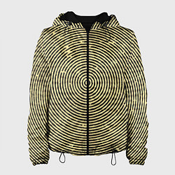 Куртка с капюшоном женская Чёрно-бежевый круг гипнотический, цвет: 3D-черный