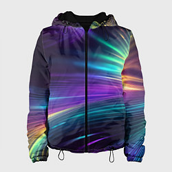Женская куртка Неоновые лучи на фиолетовом фоне