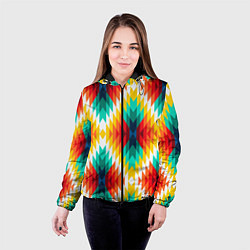 Куртка с капюшоном женская Этнический орнамент гео, цвет: 3D-черный — фото 2