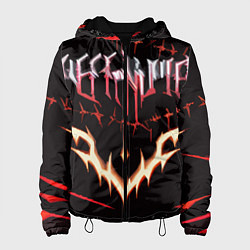 Куртка с капюшоном женская Агрессивные красные линии на чёрном фоне, цвет: 3D-черный