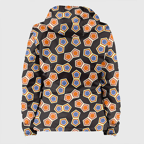 Женская куртка Сине-оранжевая мозаика на черном / 3D-Белый – фото 2