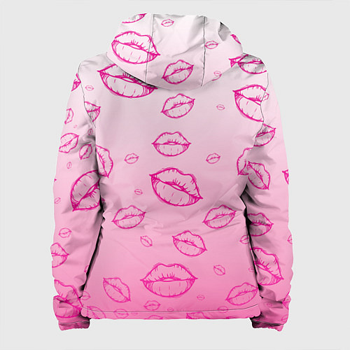 Женская куртка Паттерн малиновые губы на розовом градиент - lips / 3D-Белый – фото 2