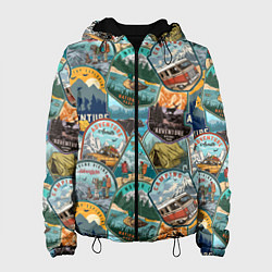 Куртка с капюшоном женская Adventure stickers, цвет: 3D-черный