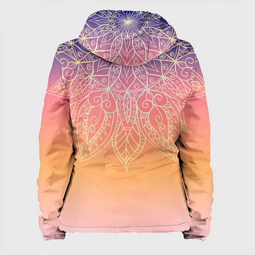 Женская куртка Сине-оранжевый градиент с узором мандала / 3D-Белый – фото 2