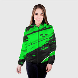Куртка с капюшоном женская Chevrolet sport green, цвет: 3D-черный — фото 2