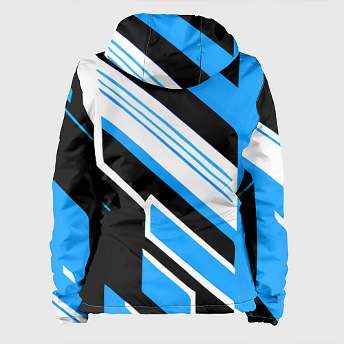 Женская куртка Бело-синие полосы на чёрном фоне / 3D-Белый – фото 2