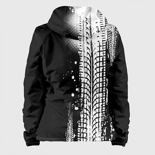 Женская куртка Тойота - следы от шин / 3D-Черный – фото 2