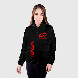 Куртка с капюшоном женская Nasa space red logo, цвет: 3D-черный — фото 2