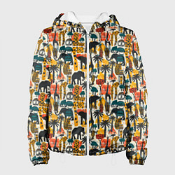 Женская куртка Африка паттерн пальмы животные