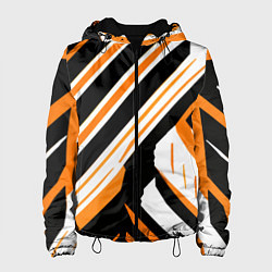 Женская куртка Чёрно-оранжевые полосы на белом фоне