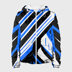 Женская куртка Чёрно-синие полосы на белом фоне