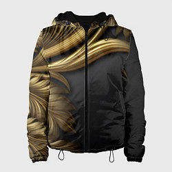 Женская куртка Золотые объемные листья на черном