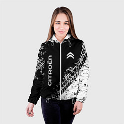 Куртка с капюшоном женская Ситроен: следы от шин, цвет: 3D-белый — фото 2