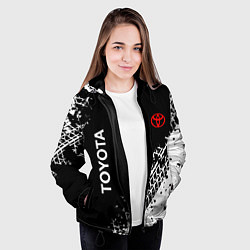 Куртка с капюшоном женская Тойота: следы от шин, цвет: 3D-черный — фото 2