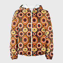 Куртка с капюшоном женская Африканские узоры круги, цвет: 3D-белый