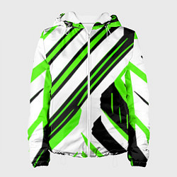 Женская куртка Чёрно-зелёные полосы на белом фоне