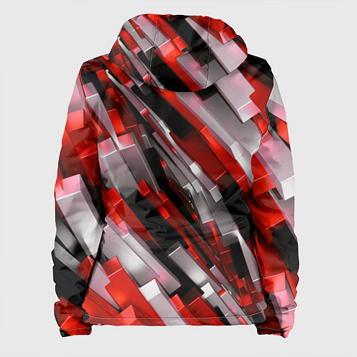 Женская куртка Черно-красно-белые наклонные блоки / 3D-Белый – фото 2