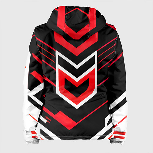 Женская куртка Полосы и красно-белый шестиугольник / 3D-Черный – фото 2