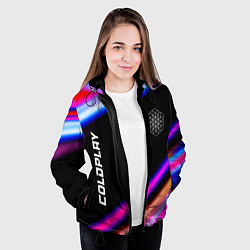 Куртка с капюшоном женская Coldplay neon rock lights, цвет: 3D-черный — фото 2