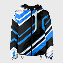Женская куртка Бело-синие линии на чёрном фоне