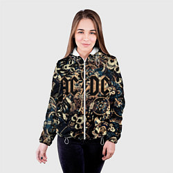 Куртка с капюшоном женская AC DC на фоне викингов рун воронов и черепов, цвет: 3D-белый — фото 2