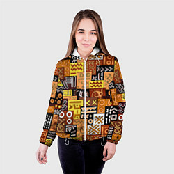 Куртка с капюшоном женская Африканские этнический коллаж, цвет: 3D-белый — фото 2