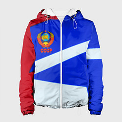 Куртка с капюшоном женская СССР геометрия спорт, цвет: 3D-белый