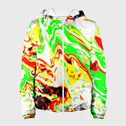 Куртка с капюшоном женская Кислотные краски, цвет: 3D-белый