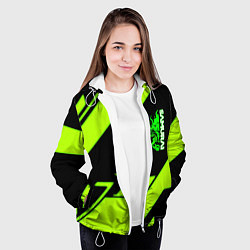 Куртка с капюшоном женская Киберпанк кислотная геометрия, цвет: 3D-белый — фото 2