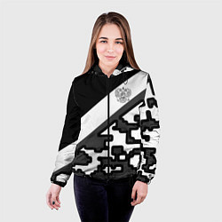 Куртка с капюшоном женская Россия камуфляж текстура, цвет: 3D-черный — фото 2