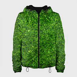 Куртка с капюшоном женская Текстура газона, цвет: 3D-черный