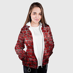 Куртка с капюшоном женская Текстура красного кирпича, цвет: 3D-белый — фото 2