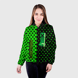 Куртка с капюшоном женская Minecraft creeper pattern, цвет: 3D-черный — фото 2