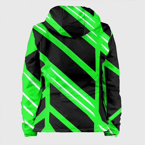 Женская куртка Чёрно-белые полосы на зелёном фоне / 3D-Черный – фото 2