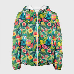 Женская куртка Летние тропические котики с арбузным коктейлем