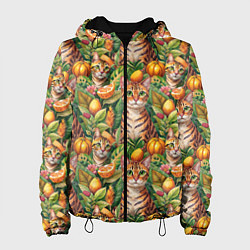 Женская куртка Бенгальский котик в тропических листьях