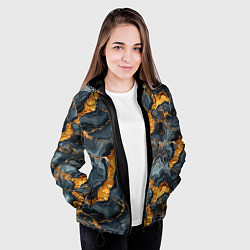 Куртка с капюшоном женская Золотой мрамор, цвет: 3D-черный — фото 2