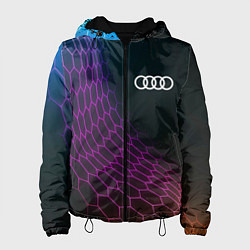 Куртка с капюшоном женская Audi neon hexagon, цвет: 3D-черный
