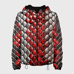 Женская куртка Змеиная объемная текстурная красная шкура