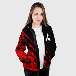Куртка с капюшоном женская Mitsubishi sport grunge, цвет: 3D-черный — фото 2