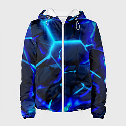 Женская куртка Яркие голубые неоновые плиты в разломе