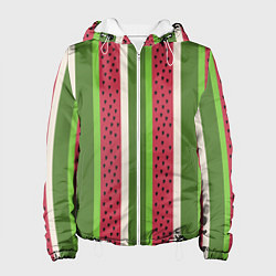 Куртка с капюшоном женская Арбузный паттерн, цвет: 3D-белый