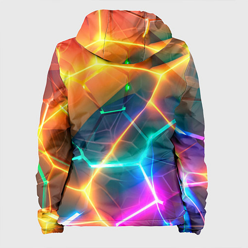 Женская куртка Яркий градиент в разломленных плитах с желтым свет / 3D-Черный – фото 2