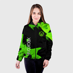 Куртка с капюшоном женская Xbox one green flame, цвет: 3D-черный — фото 2