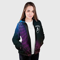 Куртка с капюшоном женская Lamborghini neon hexagon, цвет: 3D-черный — фото 2