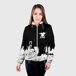 Куртка с капюшоном женская Контра белые лого, цвет: 3D-белый — фото 2