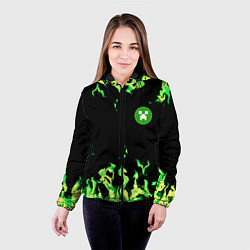 Куртка с капюшоном женская Minecraft green flame, цвет: 3D-черный — фото 2