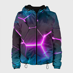 Женская куртка Голубые и розовые неоновые плиты в разломе