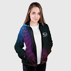 Куртка с капюшоном женская Subaru neon hexagon, цвет: 3D-черный — фото 2